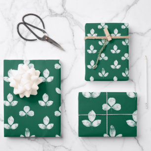 White Clover Green Wrapping Paper Sheets