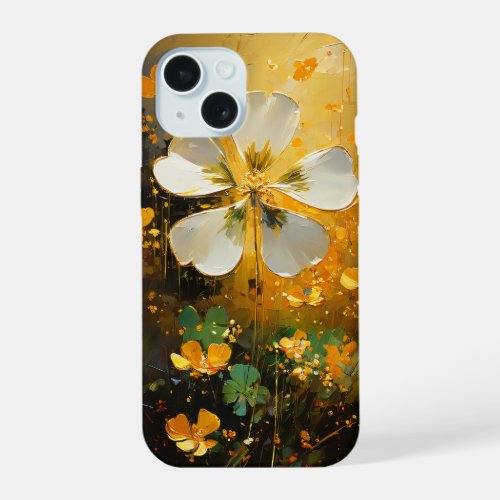 White clover iPhone 15 case