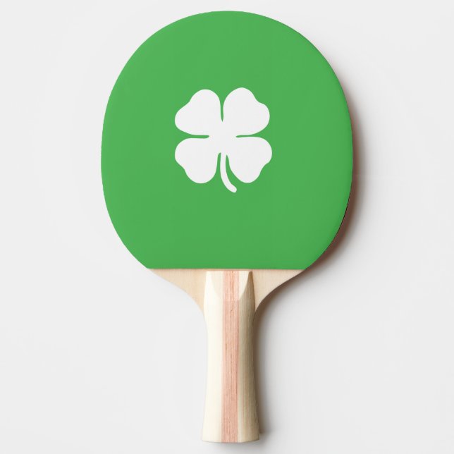 White Clover Leaf Ping Pong Paddle (Front)