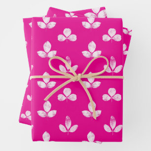 White Clover Pink Fuchsia Wrapping Paper Sheets