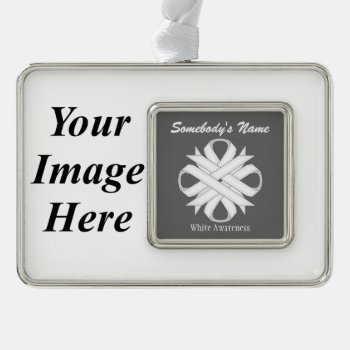 White Clover Ribbon Tmpl (h-i) By Kenneth Yoncich Christmas Ornament by KennethYoncich at Zazzle
