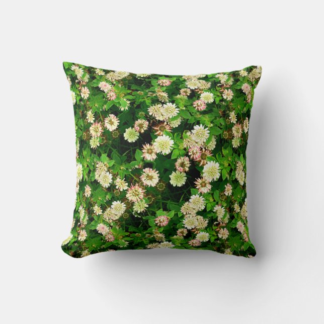 White Clover Throw Pillow (Front)