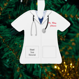 White Coat Blue Shirt Doctor Profession Ornament