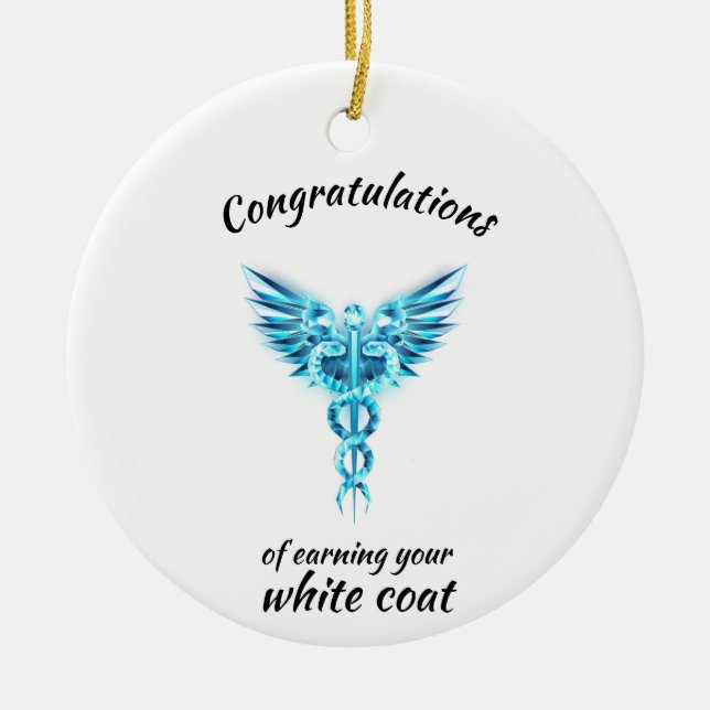 White Coat Ceremony Crystal Medical  Ceramic Ornament (Front)