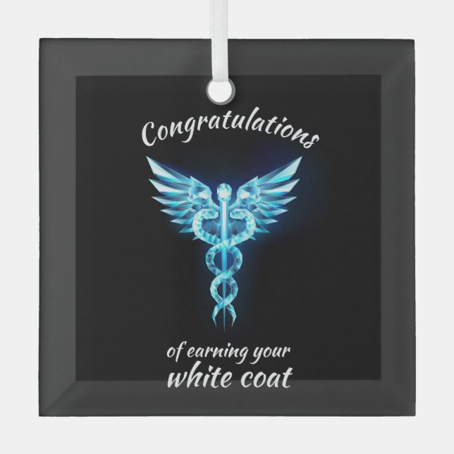 White Coat Ceremony Crystal Medical  Glass Ornament (Front)