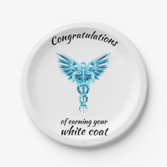 White Coat Ceremony Crystal Medical  Paper Plates (Front)