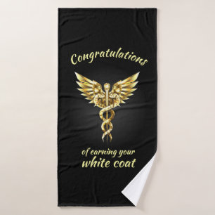 White Coat Ceremony Gold Medical  Bath Towel