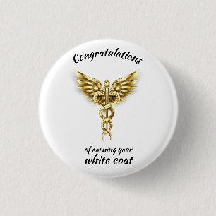 White Coat Ceremony Gold Medical Button
