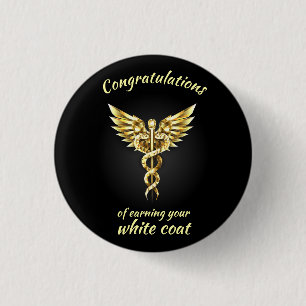 White Coat Ceremony Gold Medical Button