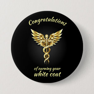 White Coat Ceremony Gold Medical  Button