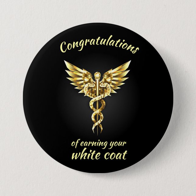 White Coat Ceremony Gold Medical  Button (Front)