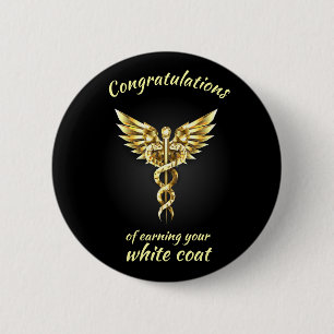 White Coat Ceremony Gold Medical  Button