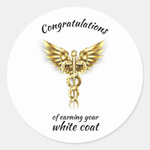 White Coat Ceremony Gold Medical  Classic Round Sticker