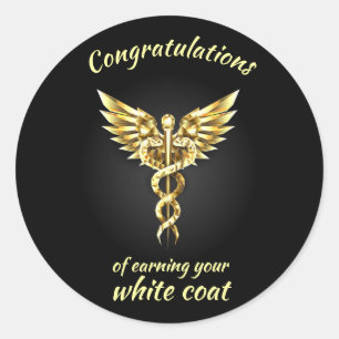 White Coat Ceremony Gold Medical Classic Round Sticker