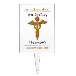 White Coat Ceremony Gold Medical, Custom Gift Cake Topper
