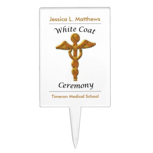 White Coat Ceremony Gold Medical Custom Gift Cake Topper