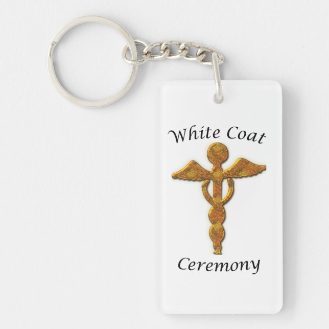 White Coat Ceremony Gold Medical, Custom Gift Keychain (Front)