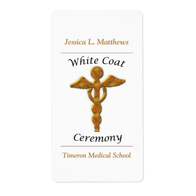 White Coat Ceremony Gold Medical, Custom Gift Label (Front)