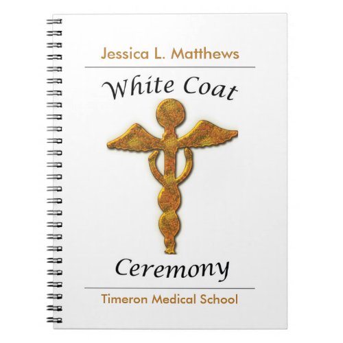 White Coat Ceremony Gold Medical Custom Gift Notebook