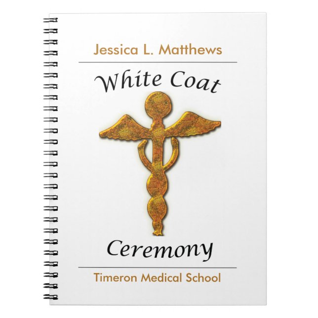 White Coat Ceremony Gold Medical, Custom Gift Notebook (Front)