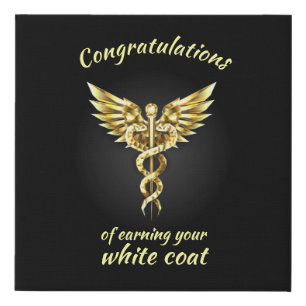 White Coat Ceremony Gold Medical  Faux Canvas Print