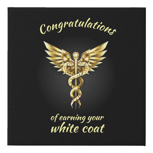 White Coat Ceremony Gold Medical  Faux Canvas Print (Front)