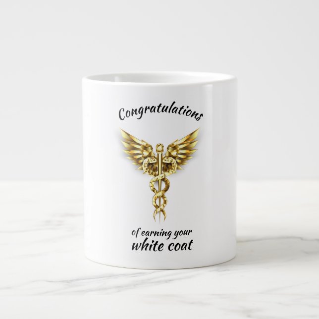 White Coat Ceremony Gold Medical  Giant Coffee Mug (Front)