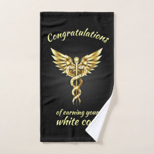 White Coat Ceremony Gold Medical  Hand Towel