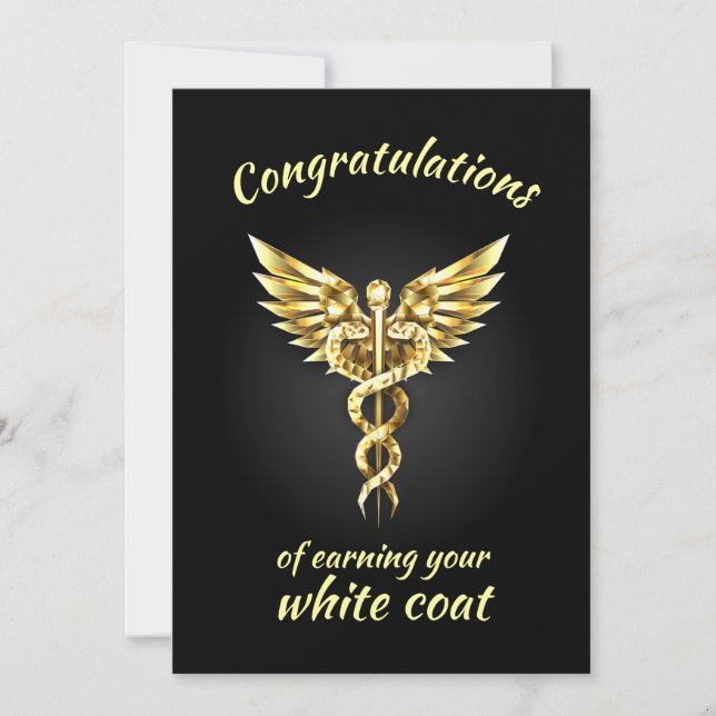White Coat Ceremony Gold Medical  Invitation (Front)