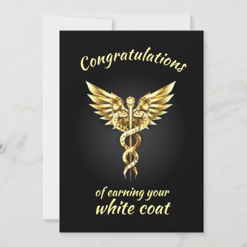 White Coat Ceremony Gold Medical  Invitation