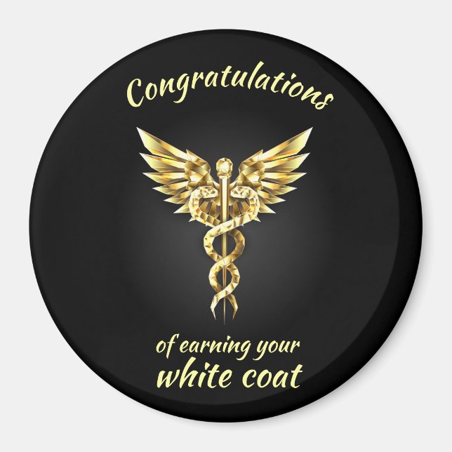 White Coat Ceremony Gold Medical  Magnet (Front)