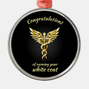 White Coat Ceremony Gold Medical  Metal Ornament