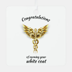 White Coat Ceremony Gold Medical  Metal Ornament