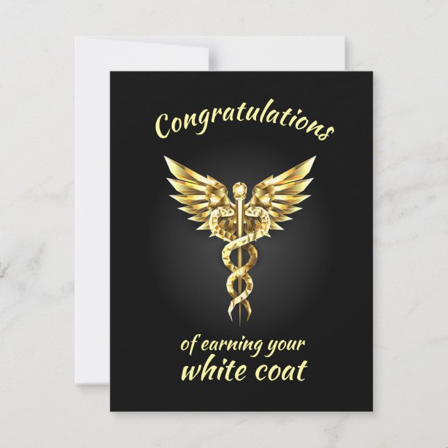 White Coat Ceremony Gold Medical  Note Card (Front)
