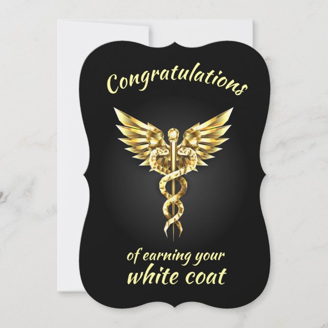 White Coat Ceremony Gold Medical  Note Card (Front)