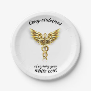 White Coat Ceremony Gold Medical Paper Plates
