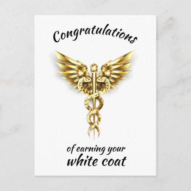 White Coat Ceremony Gold Medical  Postcard (Front)