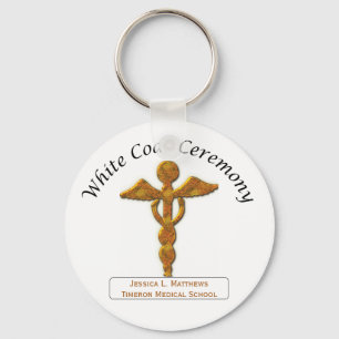 White Coat Ceremony Gold Medical, Round Gifts Keychain