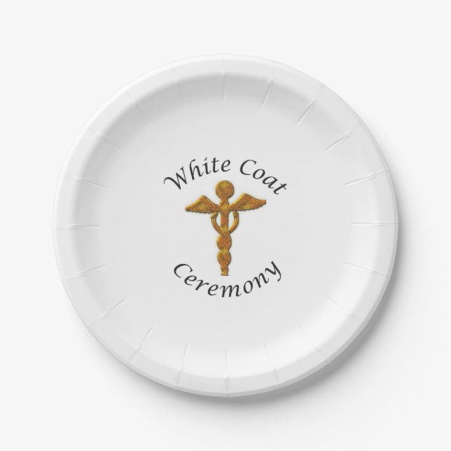 White Coat Ceremony Gold Medical, Round Gifts Paper Plates (Front)
