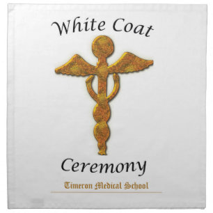 White Coat Ceremony Gold Medical, Square Gift Item Napkin