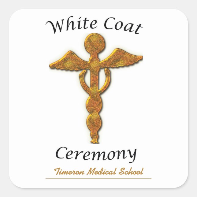 White Coat Ceremony Gold Medical, Square Gift Item Square Sticker (Front)