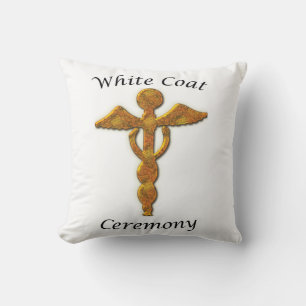 White Coat Ceremony Gold Medical, Square Gift Item Throw Pillow