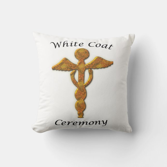 White Coat Ceremony Gold Medical, Square Gift Item Throw Pillow (Front)