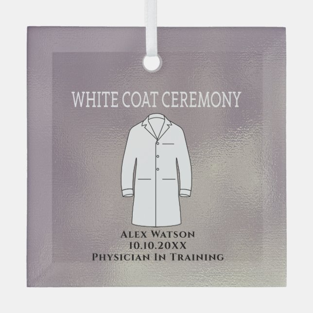 White Coat Ceremony Keepsake Physician Doctor Glass Ornament (Front)