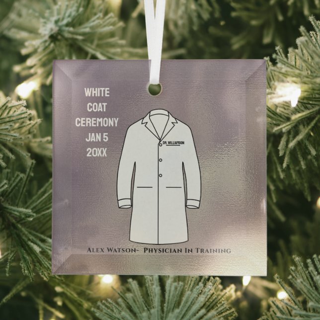 White Coat Ceremony Keepsake Physician Doctor Glass Ornament (Insitu)