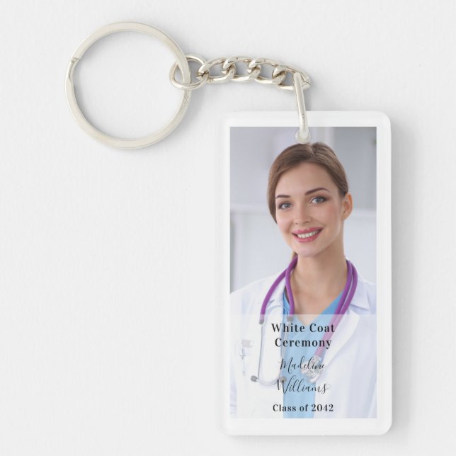 White Coat Ceremony Photo  Keychain (Front)