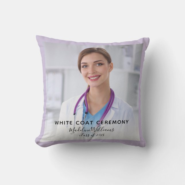 White Coat Ceremony Photo Ornament Throw Pillow (Front)