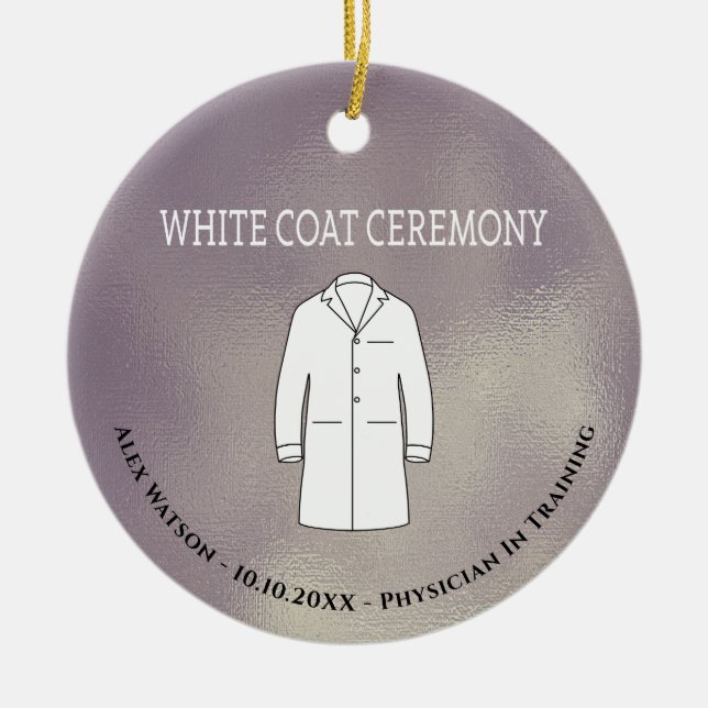White Coat Ceremony Physician Doctor Monogrammed Ceramic Ornament (Front)