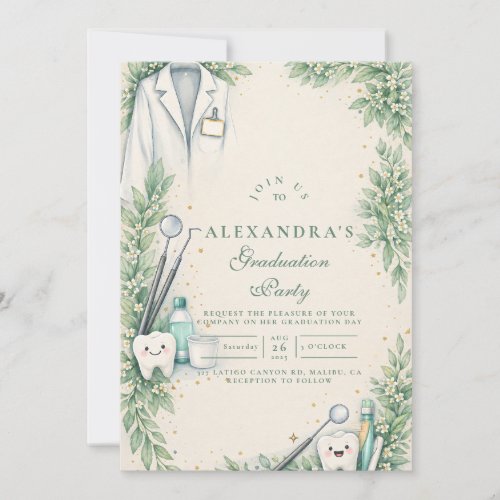 White Coat Dentist Graduation Celebration Invitation