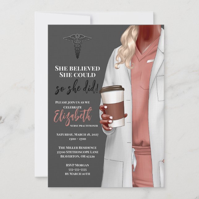 White Coat Medical School Graduation Invitation (Front)